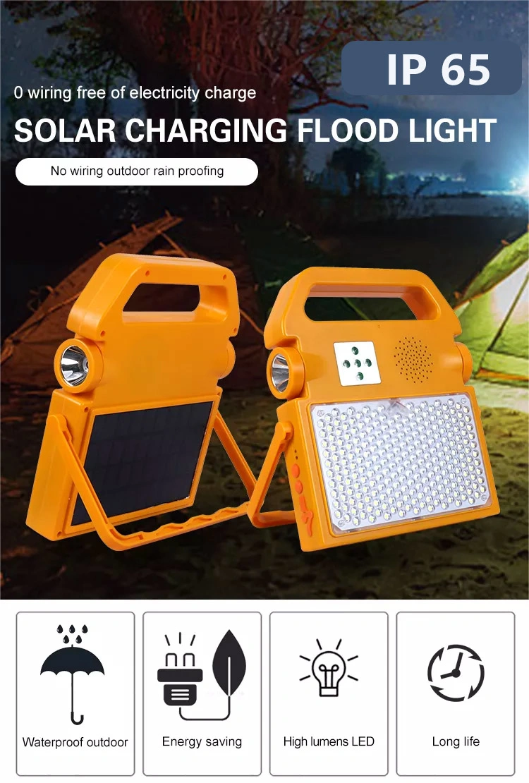 Outdoor Solar Portable Camping Flood Lights Charging Emergency Tent Lights Garden with Bluetooth Speaker