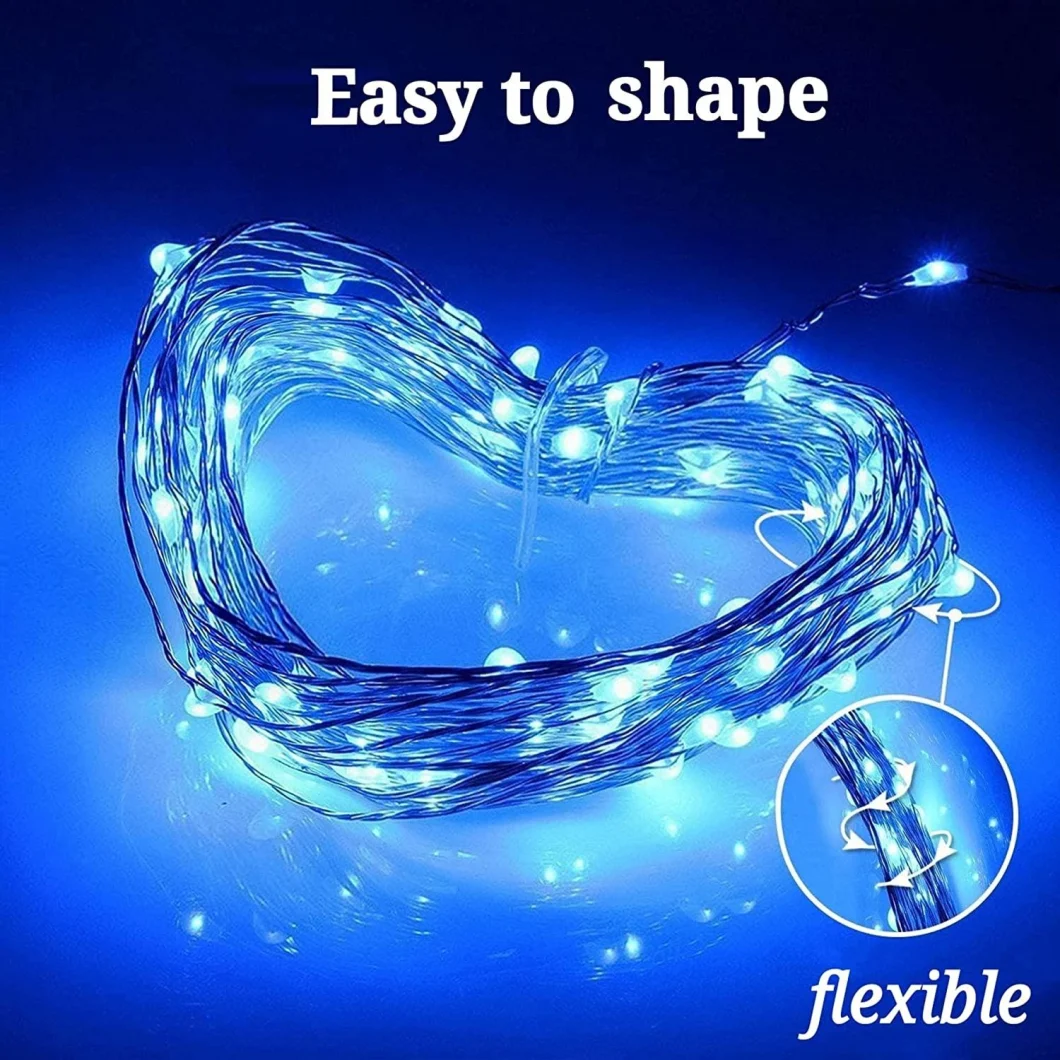 100 LED blue Waterproof Decorative Solar Copper Wire Fairy String Light