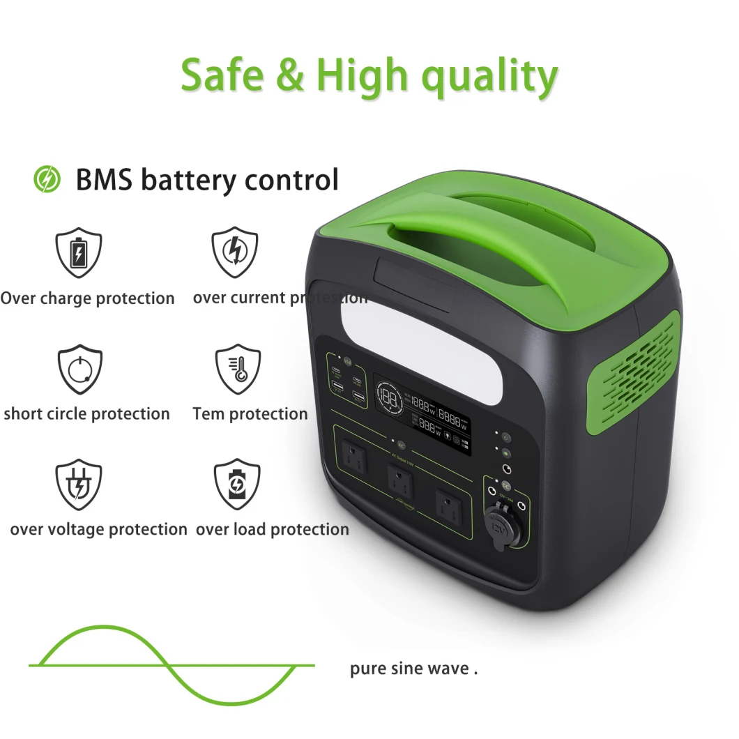 110V 220V AC1000W 1200W Portable Power Source for Family Use