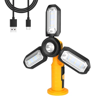 Brightenlux 2022 nouvelle conception lampe de travail LED rechargeable USB magnétique pliable haute luminosité avec fonction de banque d'alimentation