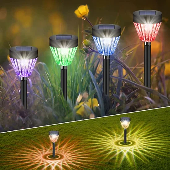 2023 nouvelle décoration ABS rechargeable solaire alimenté paysage éclairage rvb solaire jardin lampe LED diamant pieu lumière extérieure IP65 étanche solaire voie lumière