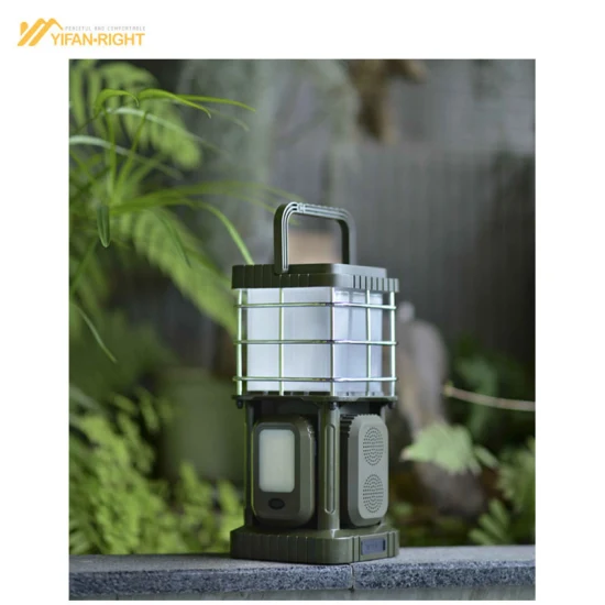 Lampe de camping facile à suspendre avec haut-parleur Bluetooth dans un matériau respectueux de l'environnement
