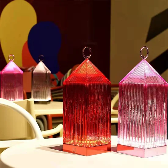 Lampe de lanterne rechargeable à LED lampes de table en cristal modernes lampe décorative sans fil en acrylique pour le dîner chambre camping en plein air